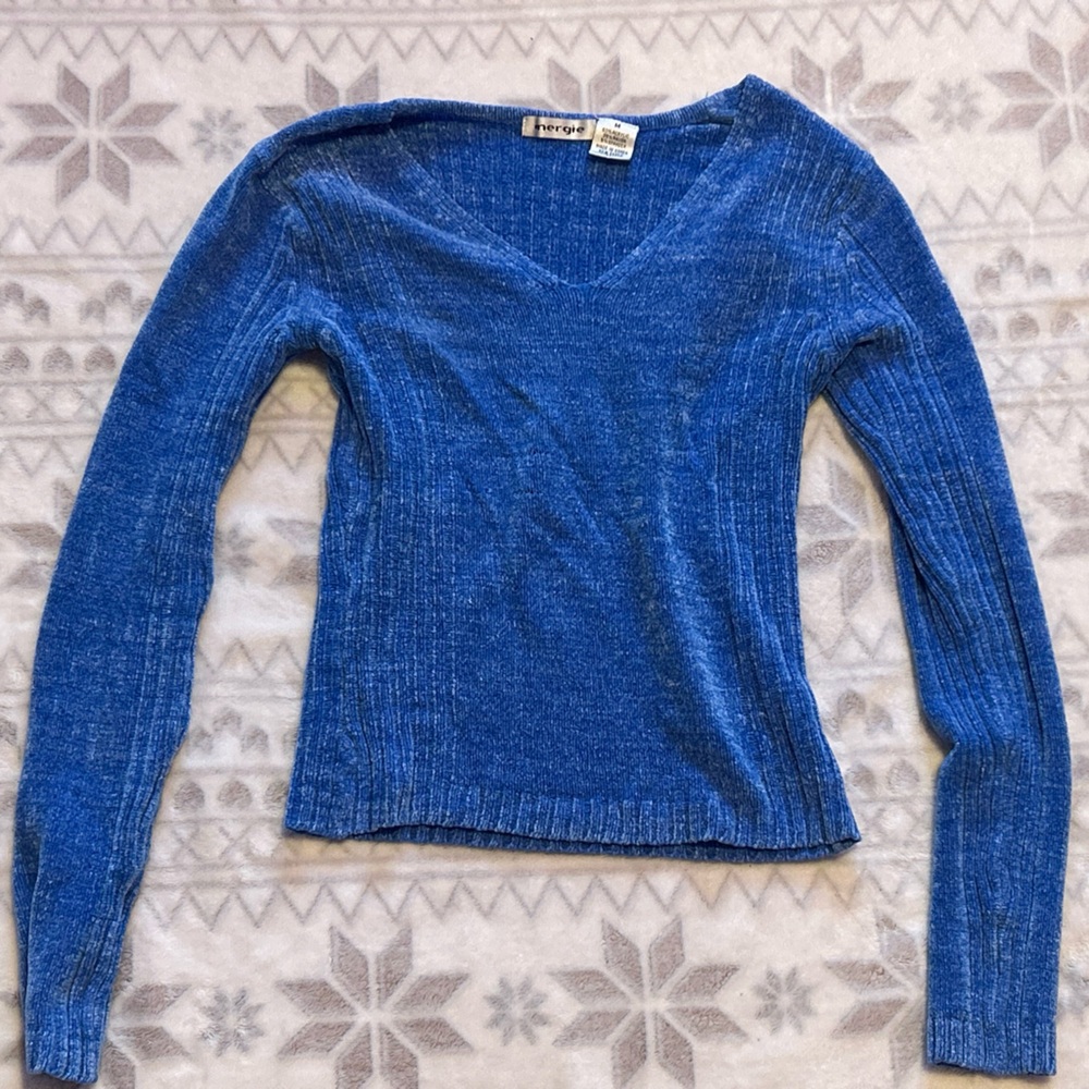 Energie V-Neck Sweater in Rich Blue
